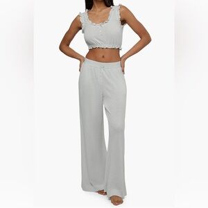 NWT WeWoreWhat Pointelle Wide leg and Ruffle tank set